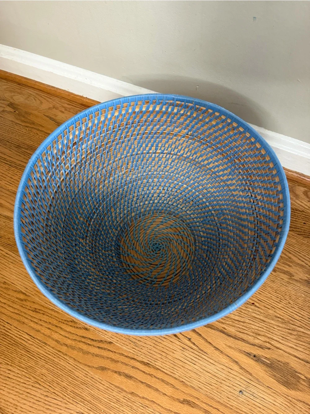 Large Handwoven Blue Decorative Basket Bowl